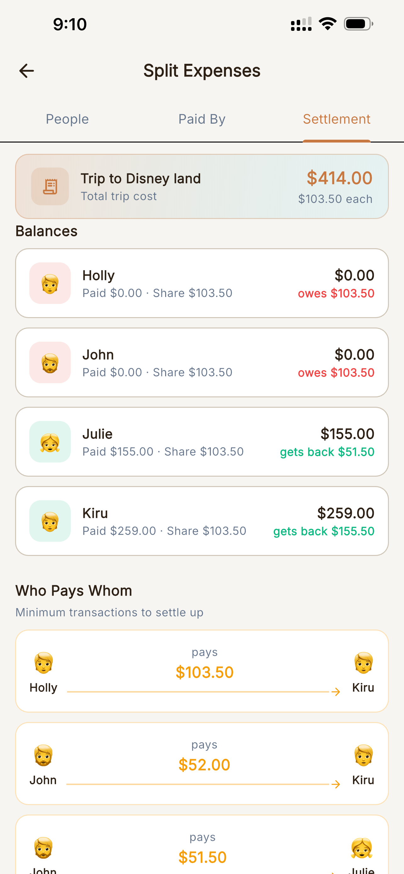 Expense splitting